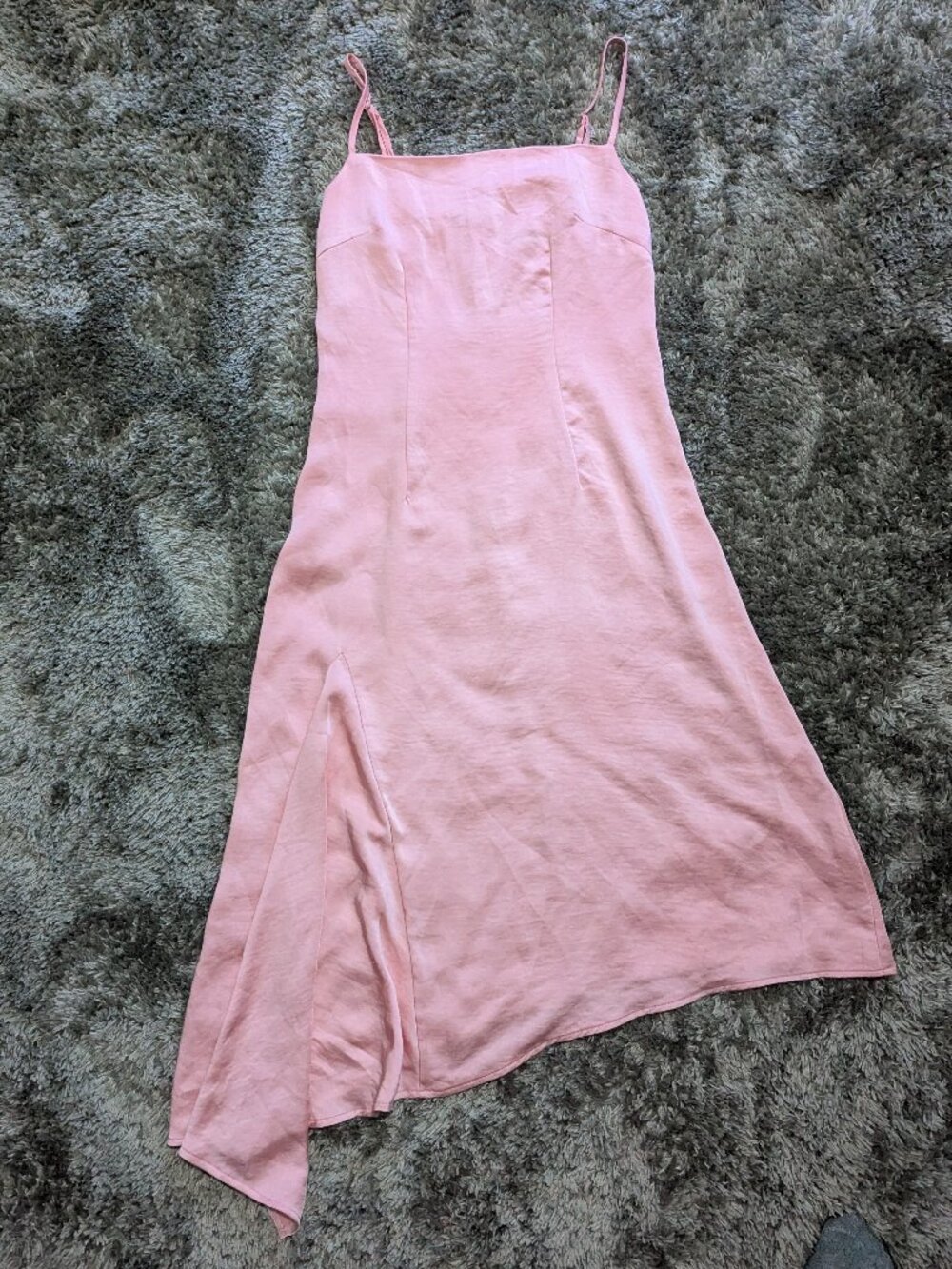 Peach Nasty Gal Asymmetrical Satin Dress size M